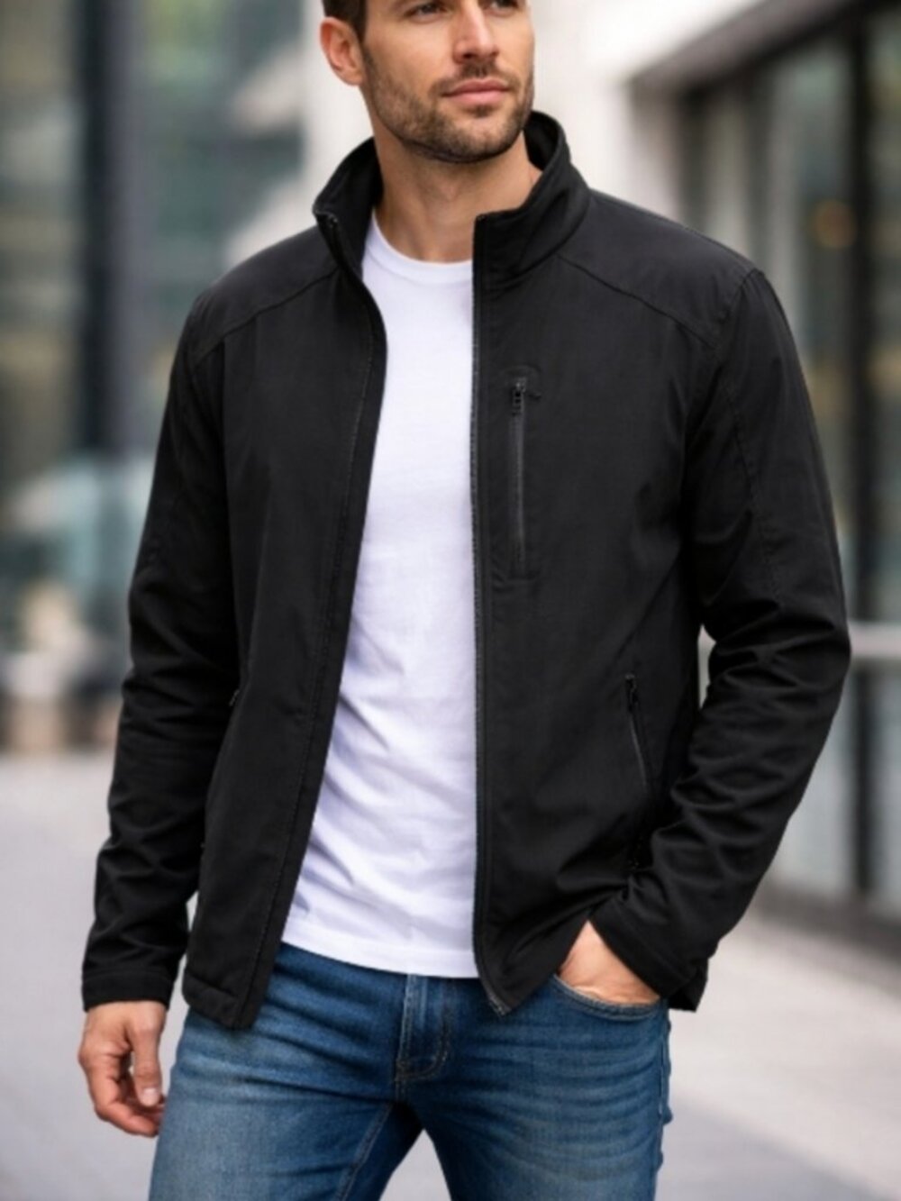 Fried Denim NYC Black Utility Bomber Jacket Size XL Streetwear Multi Zip